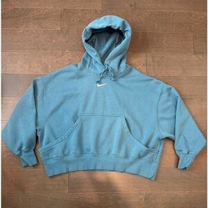 Nike Sportswear Phoenix Fleece Blue Cropped Sweatshirt Hoodie Oversized Large